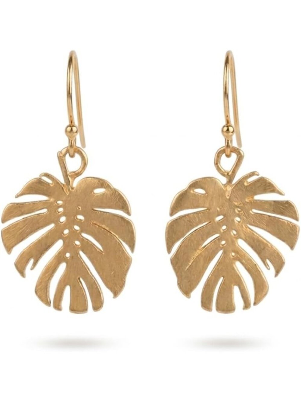 Lightweight Palm Leaf Dangle Earrings - Gold Botanical Jewelry, Nature-Inspired